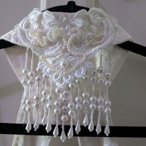 Vintage 80's Gunne Sax Bridal Collection With Pearl Halter Detail & Side Slit